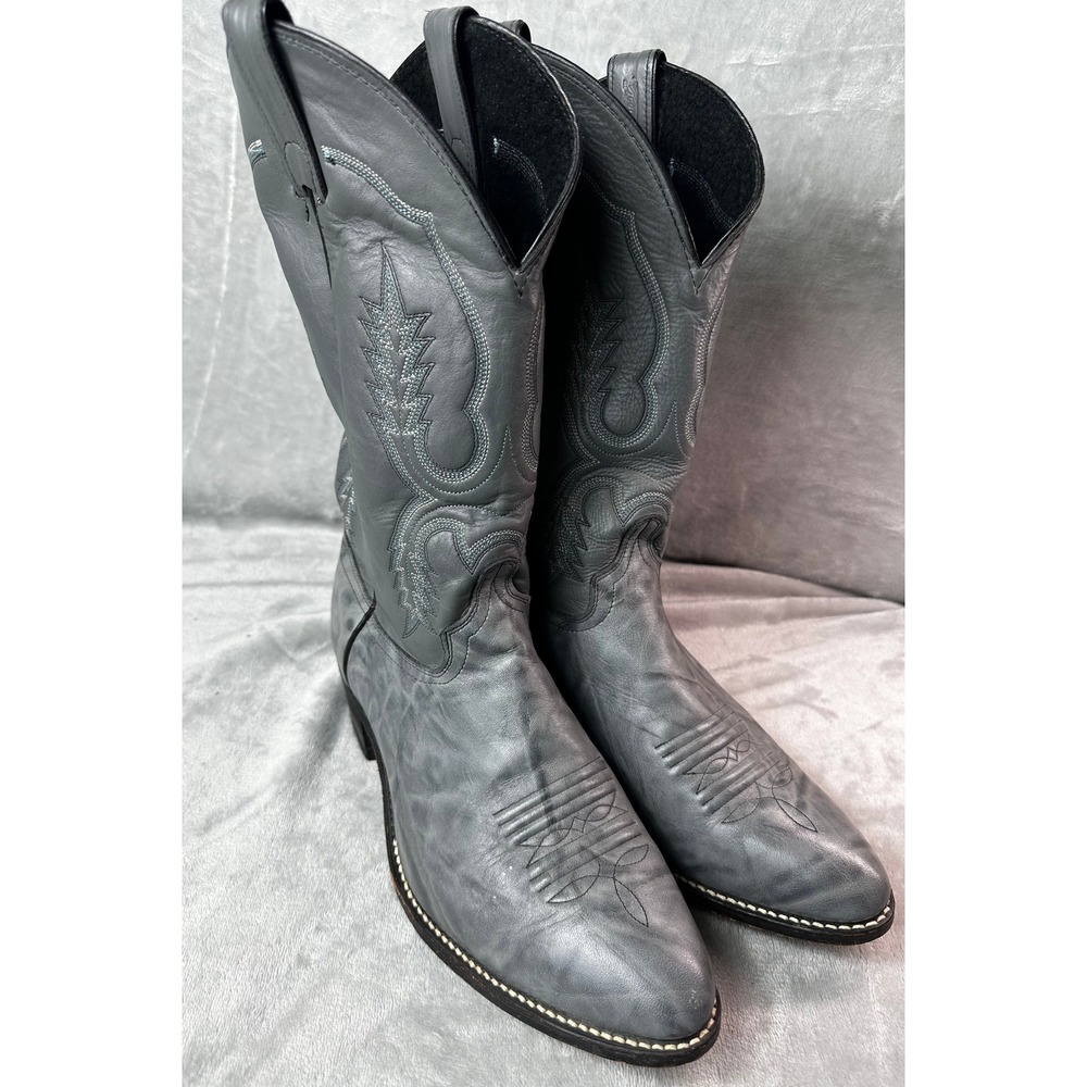 Laredo Western Boots Mens 11 EE Grey Blue Leather Cowboy Made in USA